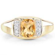 Bids.com 14K Yellow Gold Plated 1.36 Carat Genuine Citrine & White Topaz .925 Sterling Silver Ring Rings