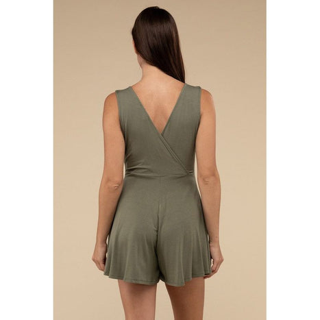 Surplice Neckline Sleeveless Romper