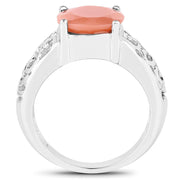 Bids.com 3.30 Carat Genuine Peach Moonstone .925 Sterling Silver Ring Rings