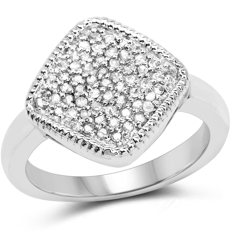 Bids.com 0.23 Carat Genuine White Diamond .925 Sterling Silver Ring Rings