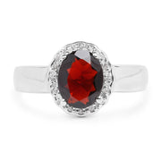 Bids.com 2.58 Carat Genuine  Garnet and White Topaz .925 Sterling Silver Ring Rings