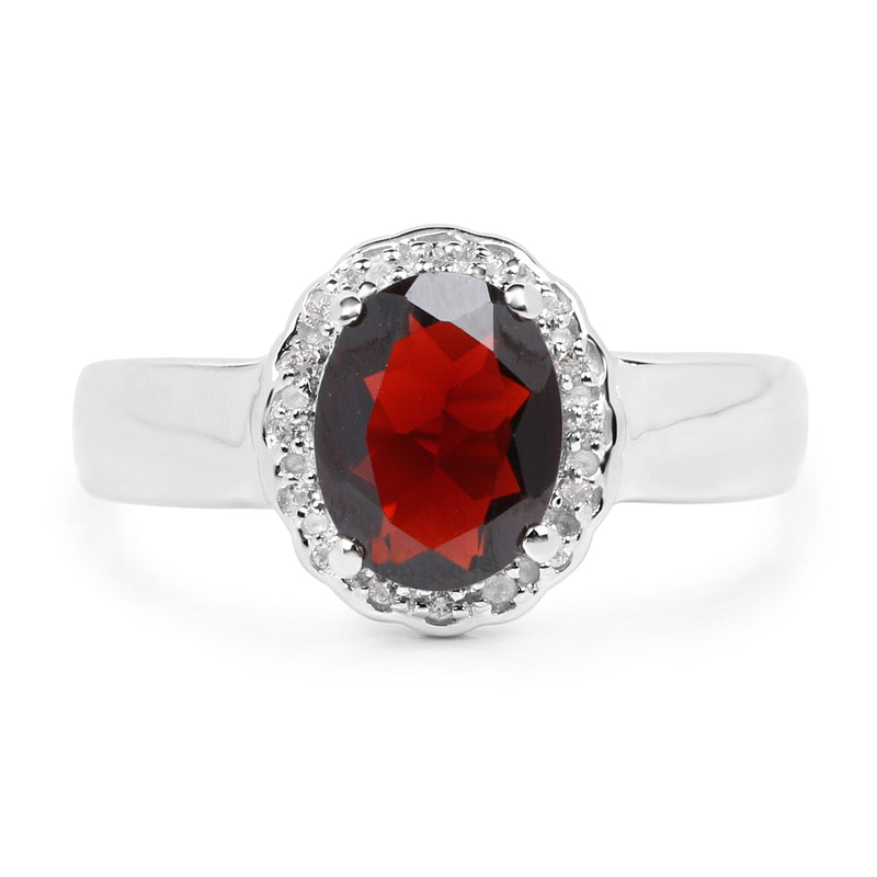 Bids.com 2.58 Carat Genuine  Garnet and White Topaz .925 Sterling Silver Ring Rings