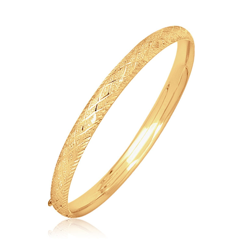 Bids.com 14k Yellow Gold Diamond Cut Design Dome Motif Children's Bangle Bracelets