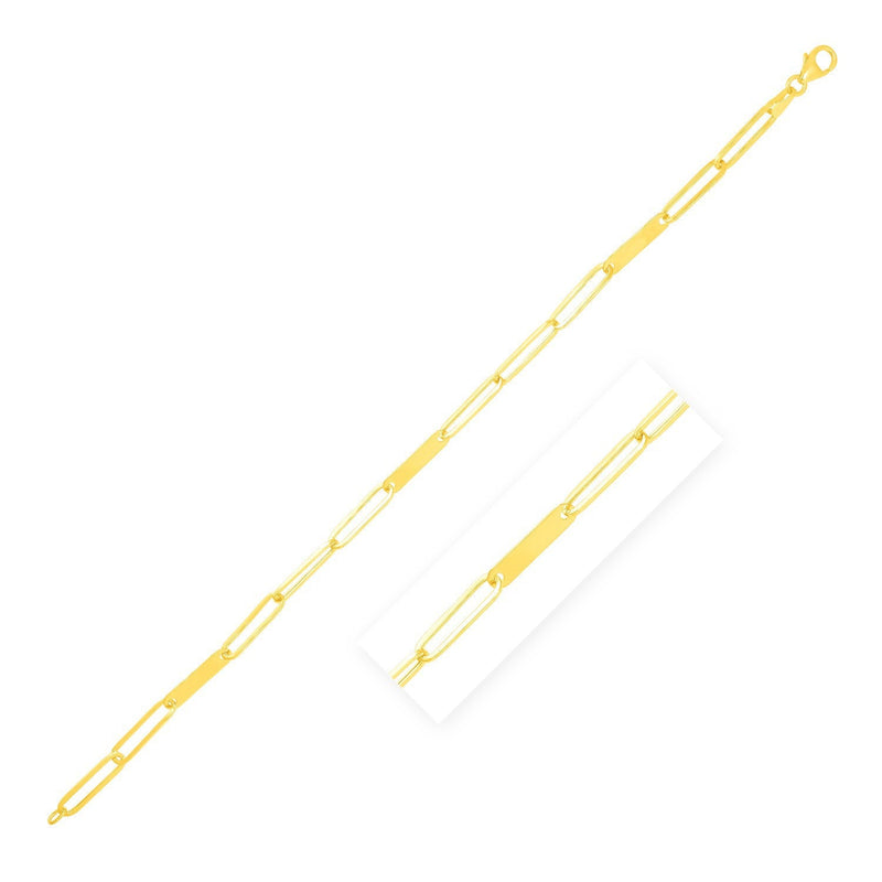 Bids.com 14k Yellow Gold 7 inch Alternating Paperclip Chain Link and Gold Bar Bracelet Bracelets