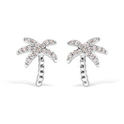 Bids.com 10K White Gold 1/10 Cttw Diamond  Encrusted Palm Tree Stud Earrings (H-I Color, I1-I2 Clarity) Earrings