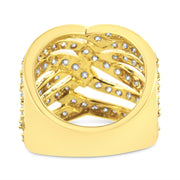 Bids.com 10K Yellow Gold 3.00 Cttw Diamond Multi Row Bypass Wave Cocktail Band Ring (J-K Color, I1-I2 Clarity) - Size 7 Rings