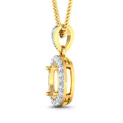 Bids.com 0.18 Carat Genuine White Diamond 14K Yellow Gold Semi Mount Pendant - holds 8x6mm Oval Gemstone Pendants