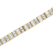 Bids.com 10K Yellow Gold 4.0 Cttw Alternating Baguette & Round Cut Diamond Bezel- & Prong-Set 7" Tennis Bracelet (G-H Color, SI1-SI2 Clarity) Bracelets