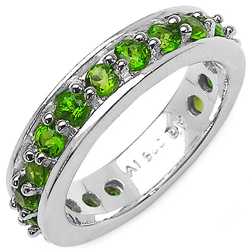 Bids.com 1.33 Carat Genuine Chrome Diopside .925 Sterling Silver Ring Rings