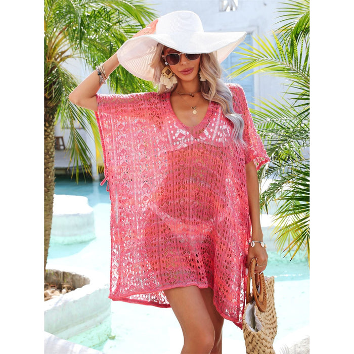 Slit Openwork V-Neck Cover Up