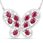 Bids.com 2.36 Carat Genuine Ruby and White Zircon .925 Sterling Silver Necklace Necklaces