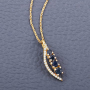 Bids.com 0.40 Carat Genuine Blue Sapphire and White Diamond 14K Yellow Gold Pendant Pendants