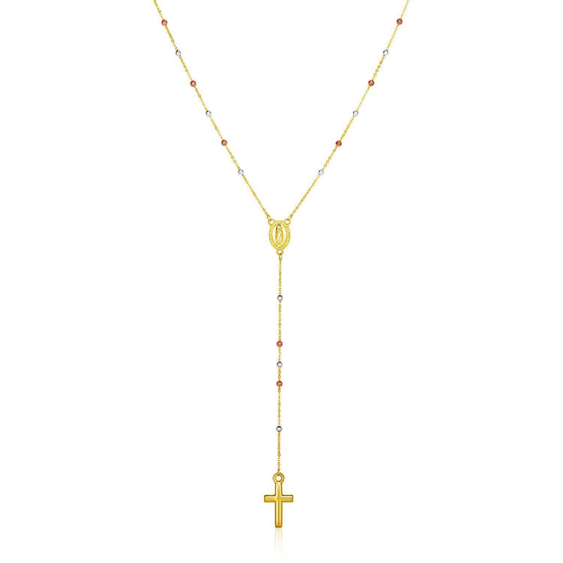 Bids.com 14k Tri Color Gold Lariat Rosary Necklace Necklaces