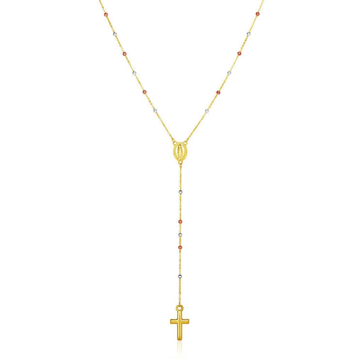 Bids.com 14k Tri Color Gold Lariat Rosary Necklace Necklaces