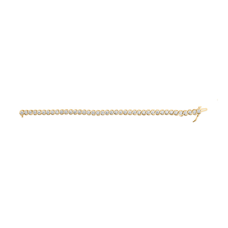 Bids.com 10K Yellow Gold 3 cttw Round-Cut Diamond Spiral Link 7.50" Bracelet (I-J Color, I1-I2 Clarity) Bracelets