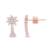 Bids.com 10K Rose Gold 1/4 Cttw Diamond Palm Tree Push Back Stud Earrings (H-I Color, I1-I2 Clarity) Earrings