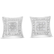 Bids.com .925 Sterling Silver Diamond Accented 4-Stone Four Pointed Star Shaped Halo-Style Stud Earrings (H-I Color, I2-I3 Clarity) Earrings