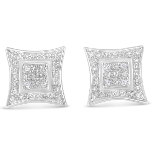 Bids.com .925 Sterling Silver Diamond Accented 4-Stone Four Pointed Star Shaped Halo-Style Stud Earrings (H-I Color, I2-I3 Clarity) Earrings