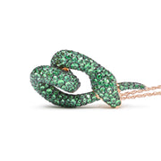 Bids.com 18K Rose Gold Round Green Tsavorite Gemstone Cluster Spiral Snake Design 18" Pendant Necklace (AAA+ Quality) Necklaces