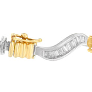 Bids.com Original Classics 10K Two-Tone Gold Baguette Cut Diamond Spiral Bracelet (2.00 cttw, H-I Color, I1-I2 Clarity) Bracelets