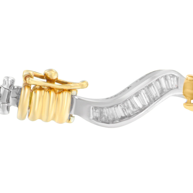 Bids.com Original Classics 10K Two-Tone Gold Baguette Cut Diamond Spiral Bracelet (2.00 cttw, H-I Color, I1-I2 Clarity) Bracelets
