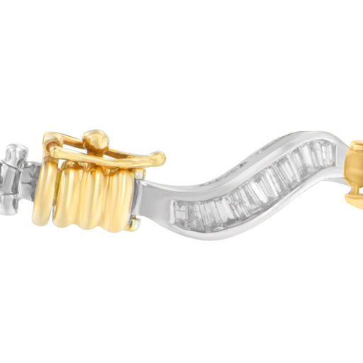 Bids.com Original Classics 10K Two-Tone Gold Baguette Cut Diamond Spiral Bracelet (2.00 cttw, H-I Color, I1-I2 Clarity) Bracelets
