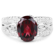 Bids.com 3.23 Carat Genuine Rhodolite and White Topaz .925 Sterling Silver Ring Rings