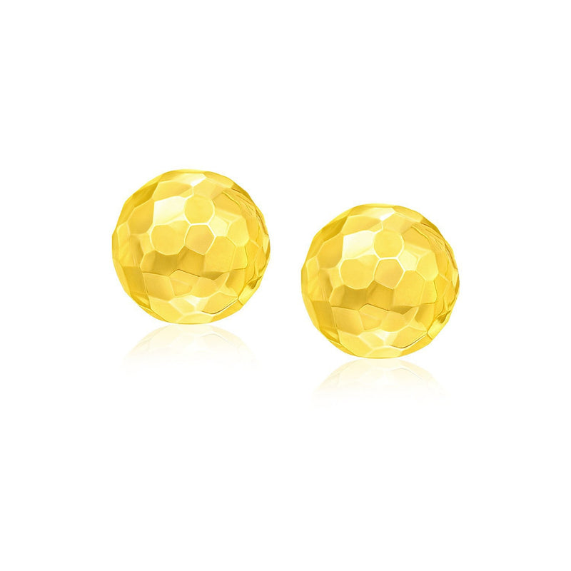 Bids.com 14k Yellow Gold Round Faceted Style Stud Earrings Earrings