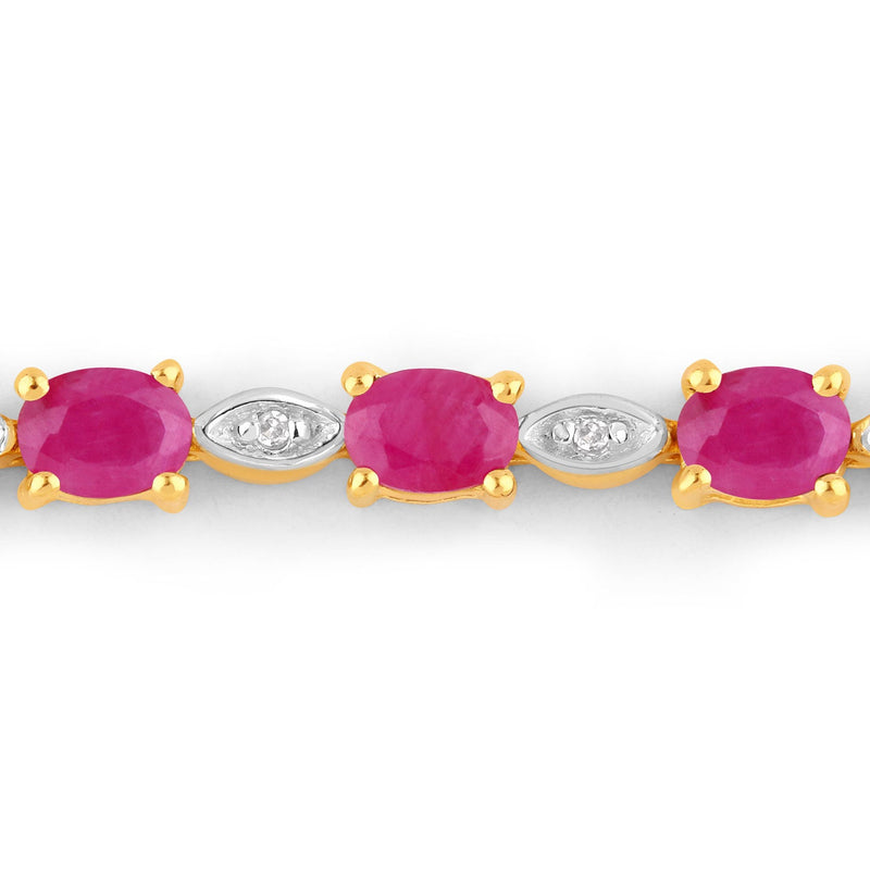 Bids.com 2.01 Carat Genuine Ruby and White Diamond .925 Sterling Silver Bracelet Bracelets