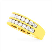 Bids.com 10K Yellow Gold Two-Row Diamond Band Ring (1 Cttw, J-K Color, I1-I2 Clarity) - Size 6 Rings