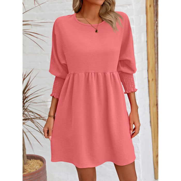 Round Neck Lantern Sleeve Mini Dress