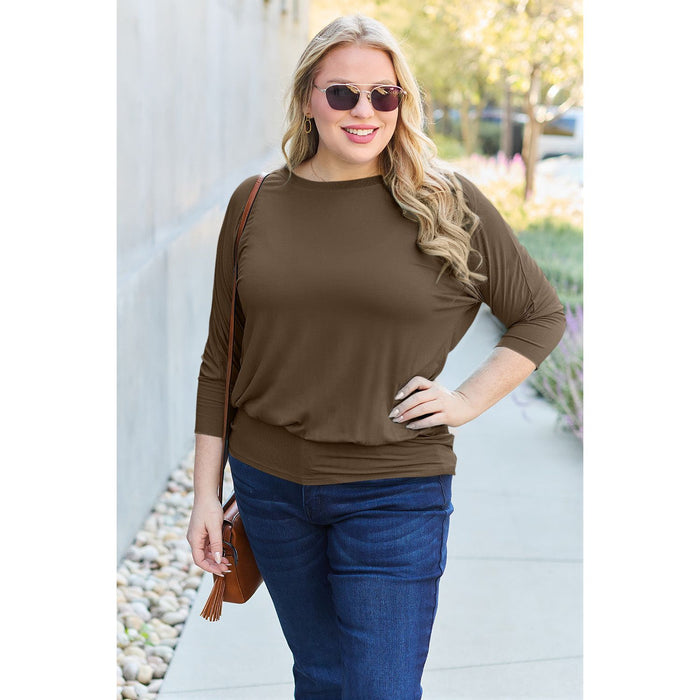 Basic Bae Round Neck Batwing Sleeve Blouse