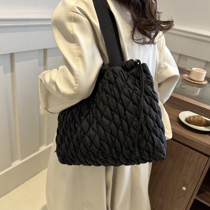 Drawstring Bubble Texture Tote Bag