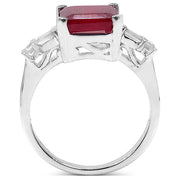 Bids.com 4.30 ct. t.w. Glass Filled Ruby and White Topaz Ring in Sterling Silver Rings