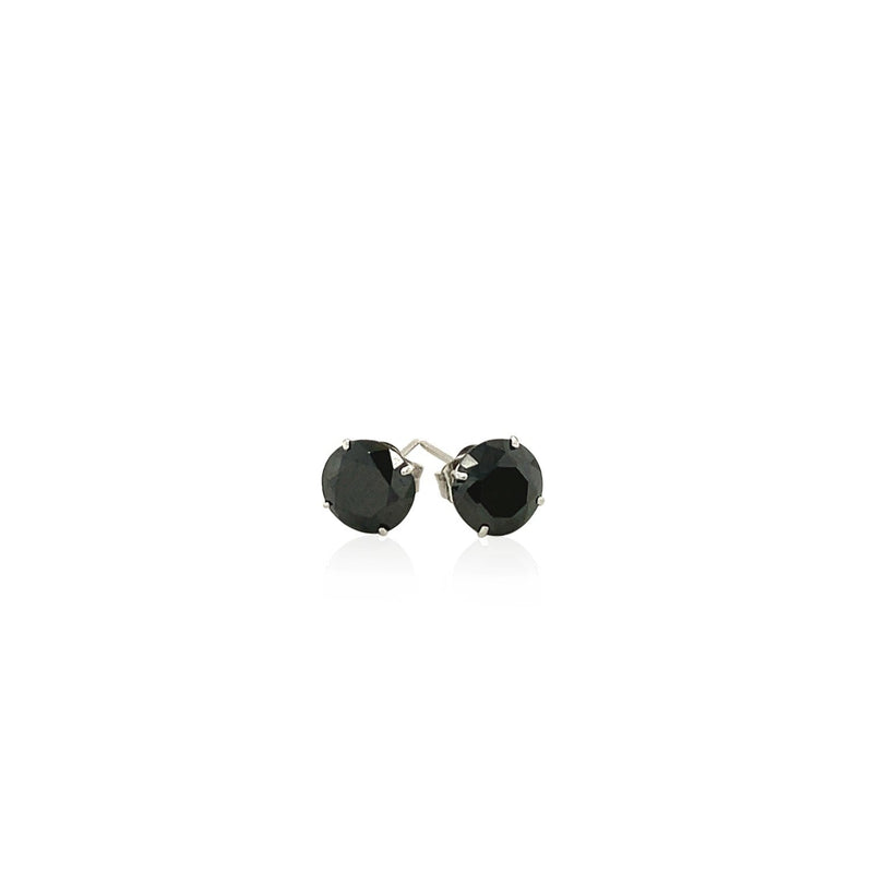 Bids.com 14k White Gold Stud Earrings with Black Faceted Cubic Zirconia(6mm) Earrings