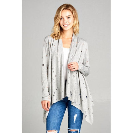 Plus Distressed Cascade Cardigan