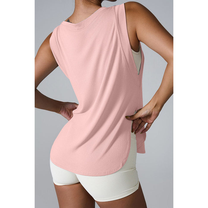 Slit Round Neck Active Tank