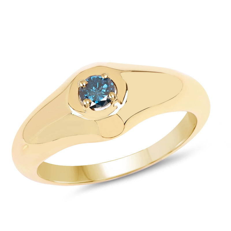 Bids.com 14K Yellow Gold Plated 0.20 Carat Genuine Blue Diamond .925 Sterling Silver Ring Rings