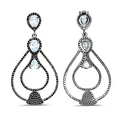 Bids.com 8.81 Carat Genuine Blue Topaz and Black Spinel .925 Sterling Silver Earrings Earrings