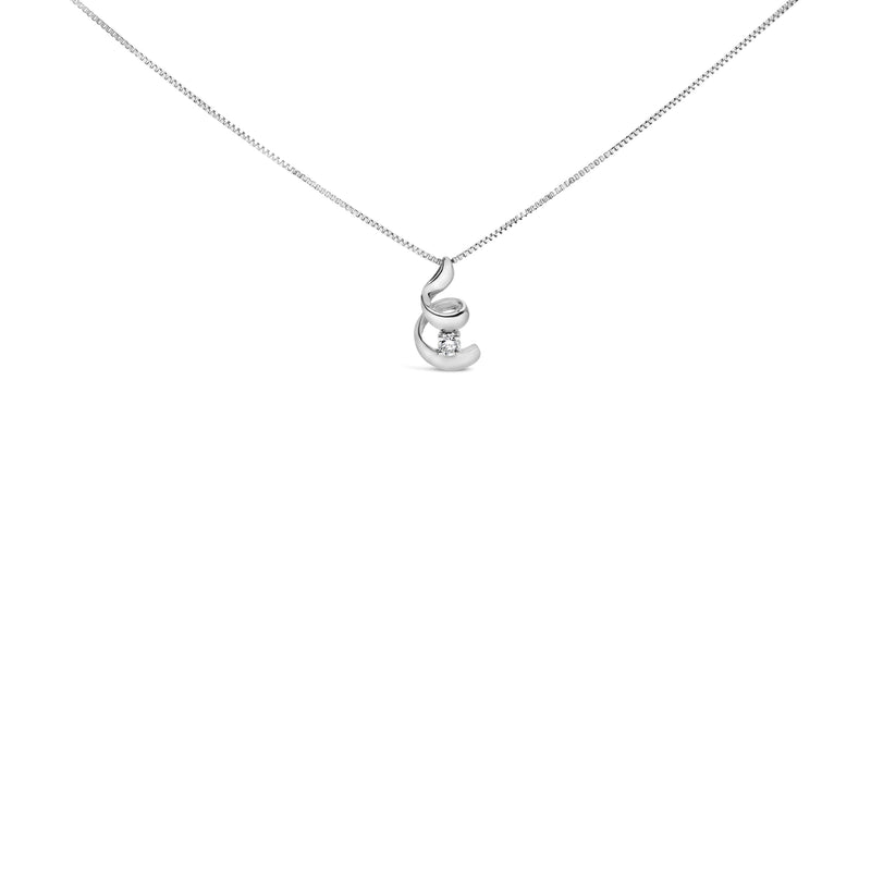 Bids.com 10K White Gold 1/10 Cttw Diamond Solitaire Spiral 18" Pendant Necklace (I-J Color, I2-I3 Clarity) Necklaces