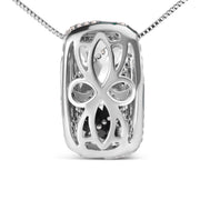 Bids.com .925 Sterling Silver Turquoise Enamel and 1/2 Cttw Diamond Block 18" Pendant Necklace (F-G Color, VS1-VS2 Clarity) Necklaces