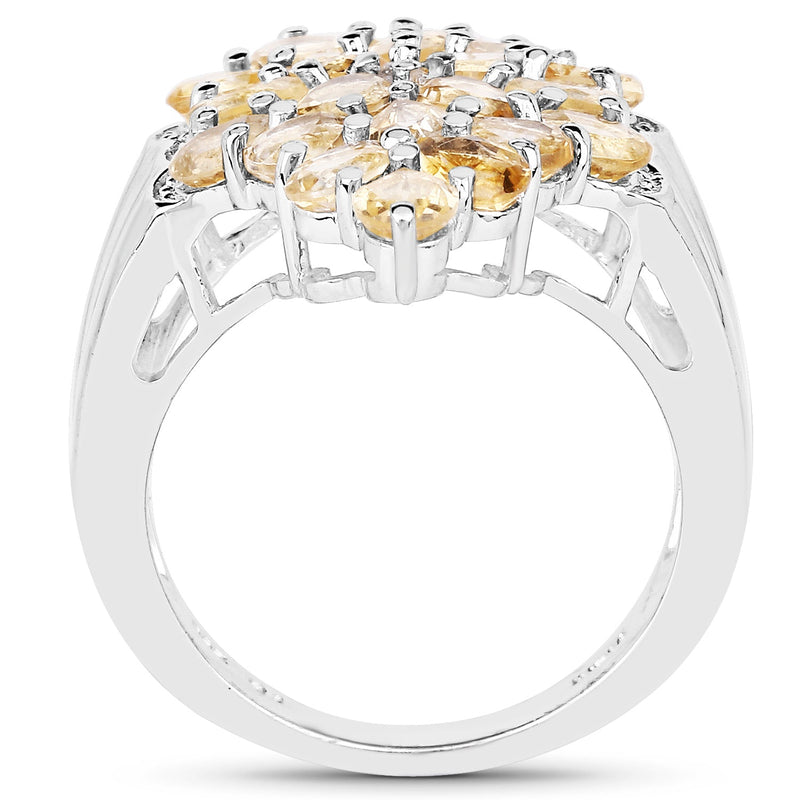 Bids.com 3.54 Carat Genuine Citrine and White Topaz .925 Sterling Silver Ring Rings