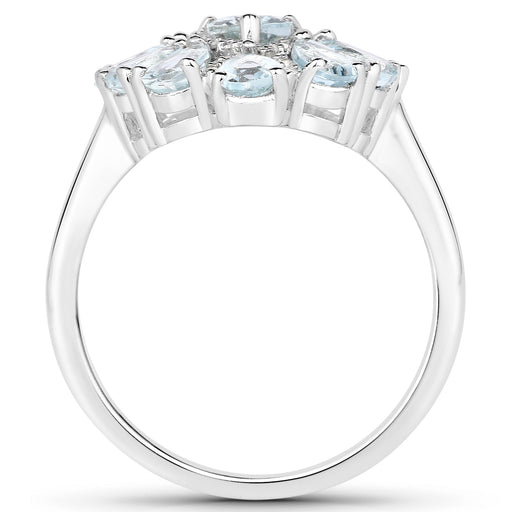 Bids.com 1.89 Carat Genuine Aquamarine and White Topaz .925 Sterling Silver Ring Rings