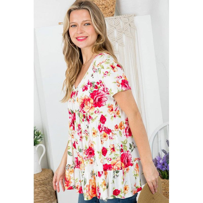 Plus Allover Floral Babydoll Top