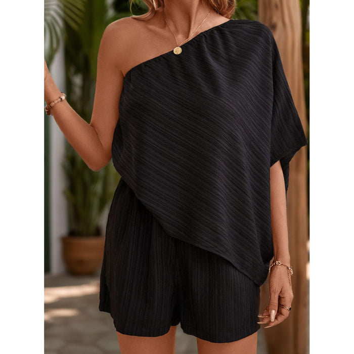 Single Shoulder Half Sleeve Romper