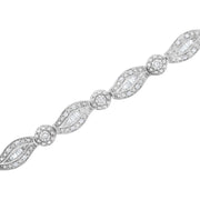 Bids.com .925 Sterling Silver 1 cttw Diamond Double Leaf and Bezel Link Bracelet (I-J Clarity, I2-I3 Color) - Size 7.25" Bracelets