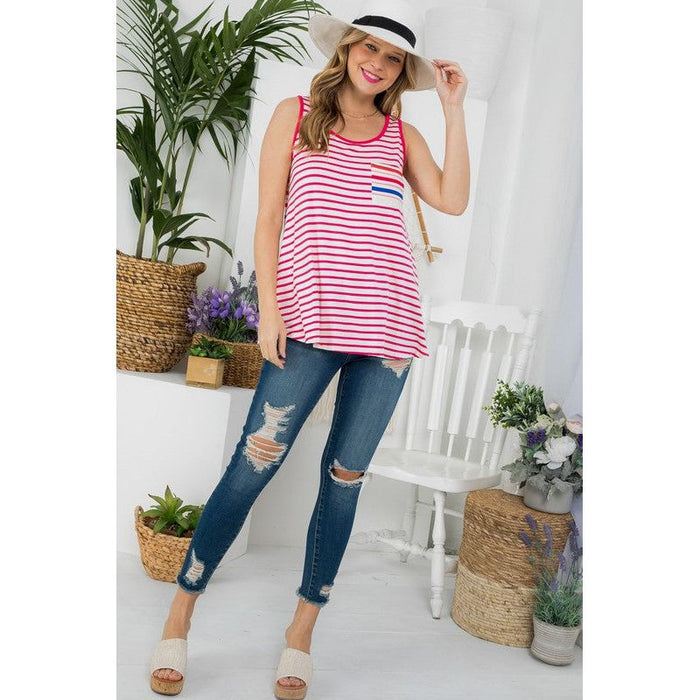 Plus Mixed Stripe Tank Top