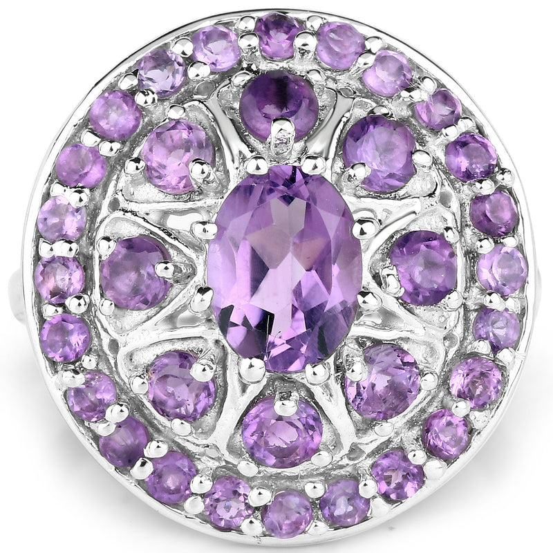 Bids.com 2.67 Carat Genuine Amethyst .925 Sterling Silver Ring Rings