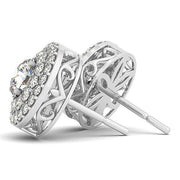 Bids.com 14k White Gold Double Halo Round Diamond Earrings (1 1/4 cttw) Earrings
