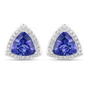 Bids.com 4.62 Carat Genuine Tanzanite and White Diamond 14K White Gold Earrings Earrings